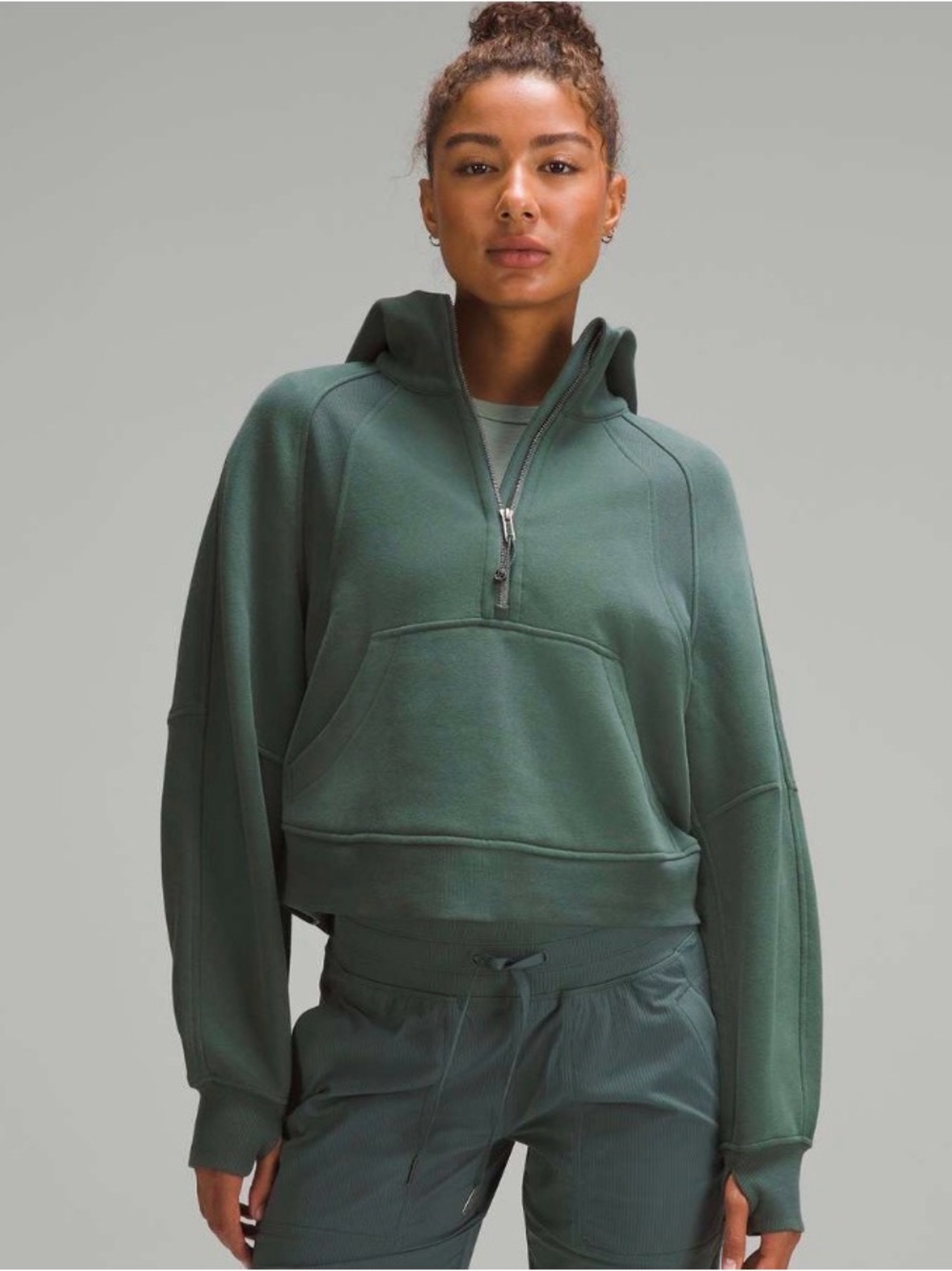 lululemon athletica Women's Quarter-Zip Hoodie in Deep Sage